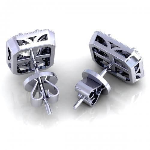 0.40-2.15 CT Round &amp; Emerald Cut Diamonds - Stud Earrings - Primestyle.com