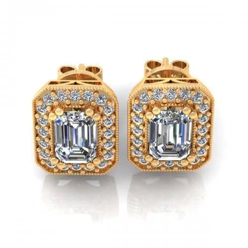 0.40-2.15 CT Round & Emerald Cut Diamonds - Stud Earrings - Primestyle.com