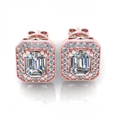 0.40-2.15 CT Round &amp; Emerald Cut Diamonds - Stud Earrings - Primestyle.com