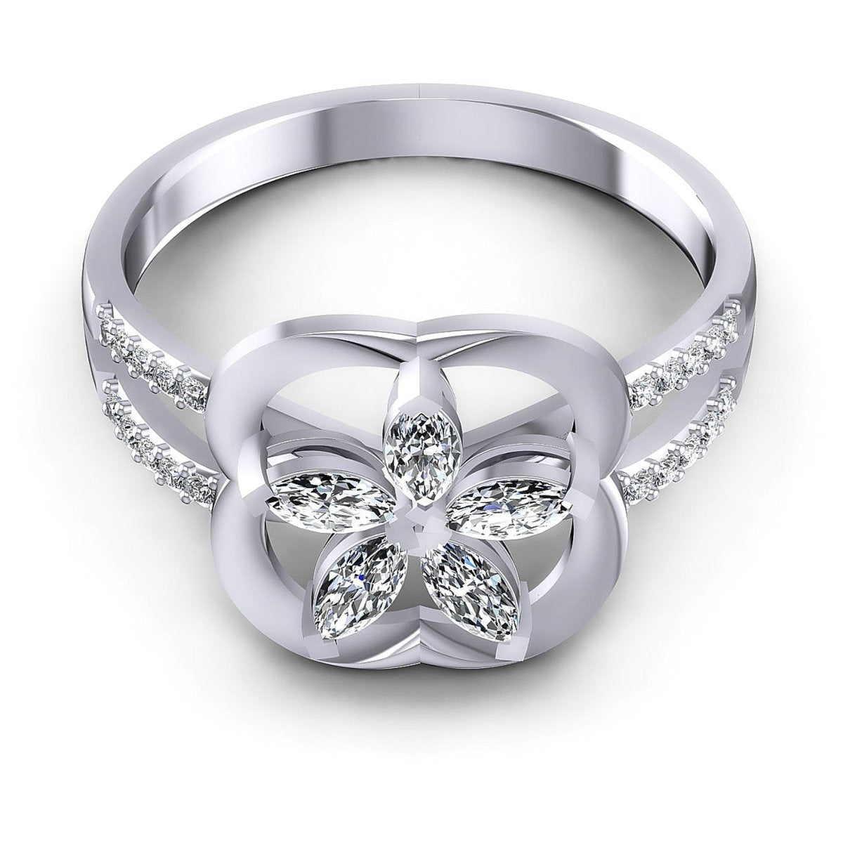 0.40 CT Marquise & Round Cut Natural Diamonds - Fashion Rings