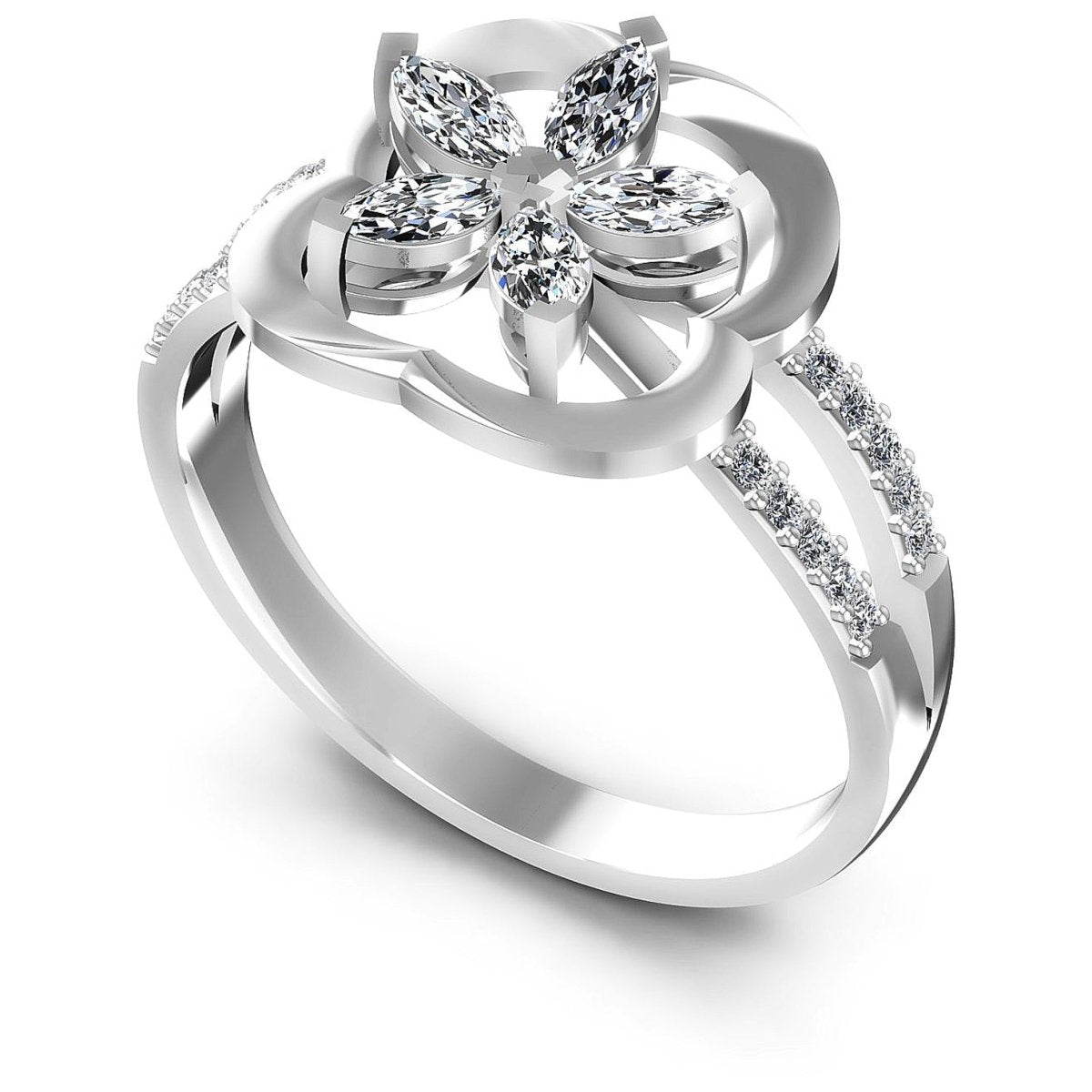 0.40 CT Marquise & Round Cut Diamonds - Fashion Ring - Primestyle.com