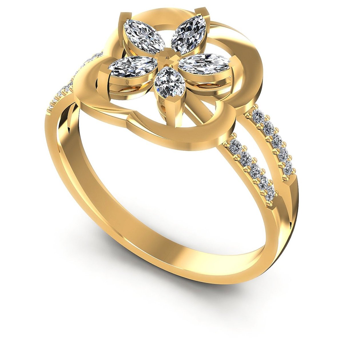 0.40 CT Marquise & Round Cut Natural Diamonds - Fashion Rings