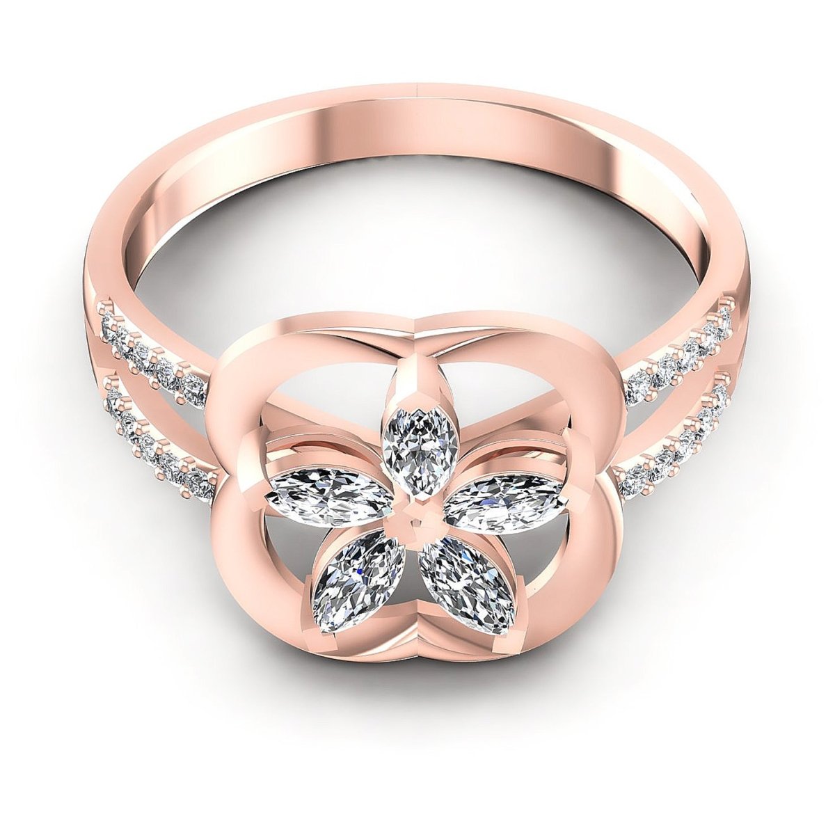 0.40 CT Marquise & Round Cut Diamonds - Fashion Ring - Primestyle.com