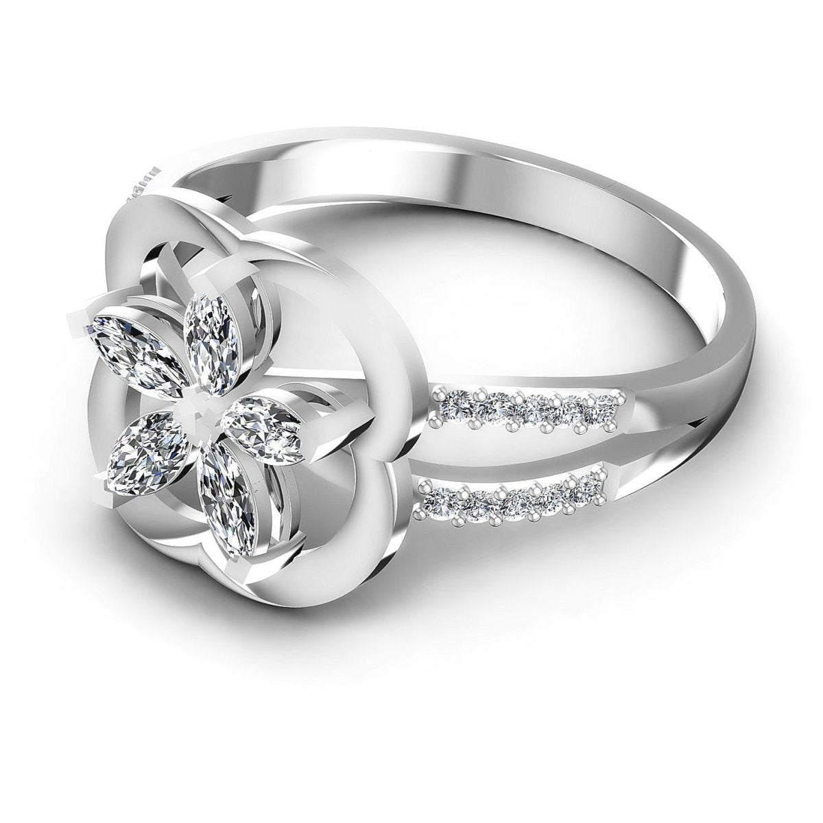 0.40 CT Marquise & Round Cut Natural Diamonds - Fashion Rings
