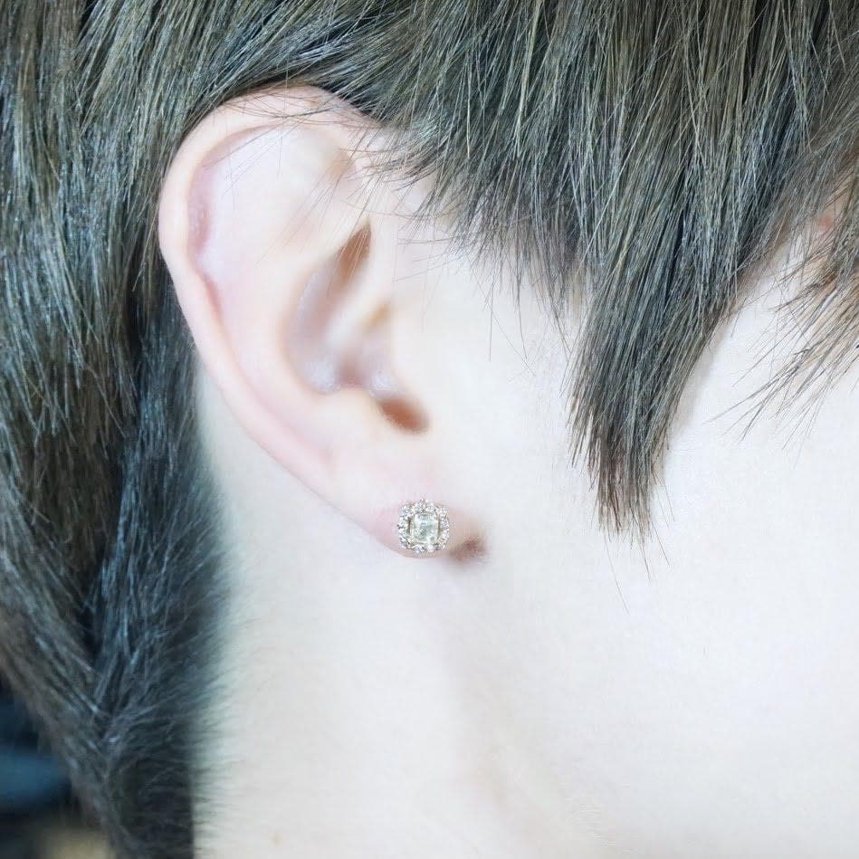 0.45-2.20 CT Ascher & Round Cut Natural Diamonds - Stud Earrings