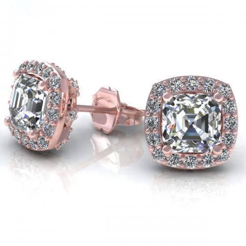 0.45-2.20 CT Round & Ascher Cut Diamonds - Stud Earrings - Primestyle.com