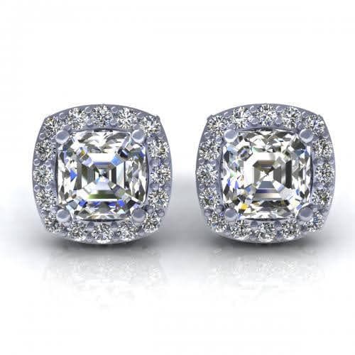 0.45-2.20 CT Round & Ascher Cut Diamonds - Stud Earrings