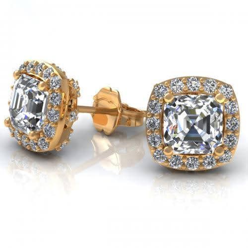 0.45-2.20 CT Ascher & Round Cut Natural Diamonds - Stud Earrings