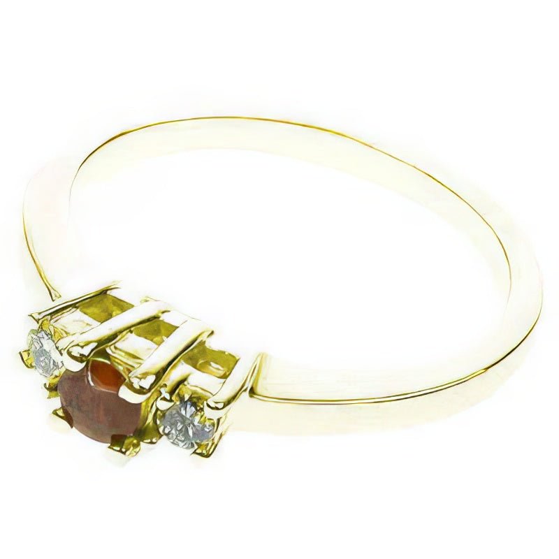 0.45 CT Round Cut Rubies & Diamonds - Three Stone Ring - Primestyle.com
