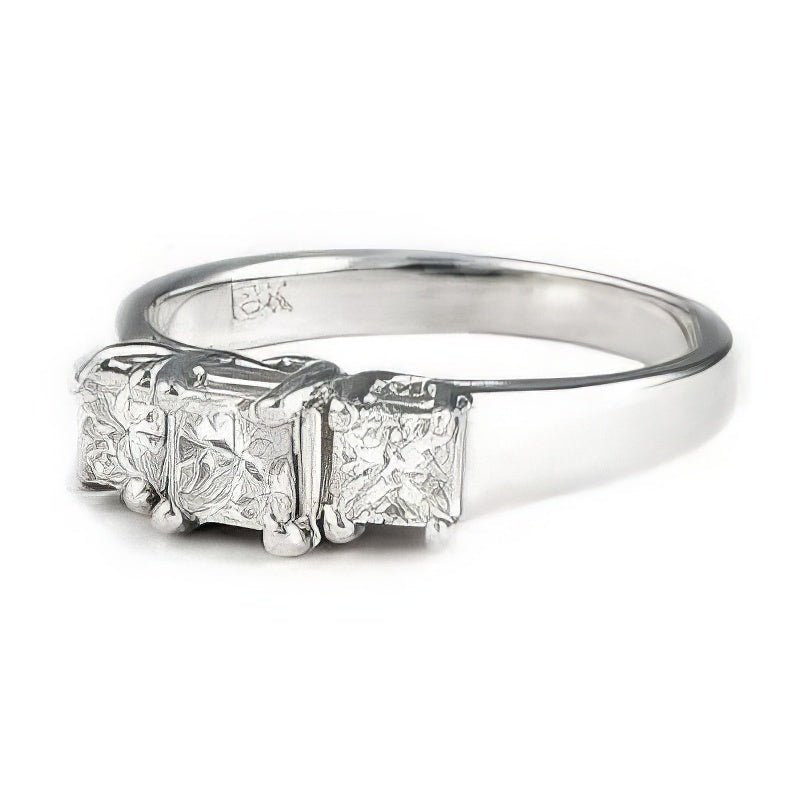 0.50-0.75 CT Princess Cut Diamonds - Three Stone Ring