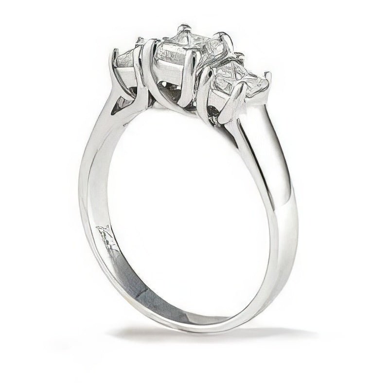 0.50 - 0.75 CT Princess Cut Natural Diamonds - Three Stone Rings - Primestyle.com