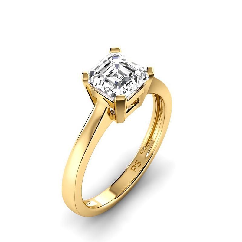 0.50-6.00 CT Ascher Cut Diamonds - Solitaire Rings