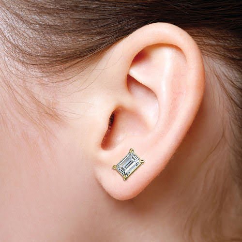 0.50-3.00 CT Emerald Cut Diamonds - Stud Earrings - Primestyle.com