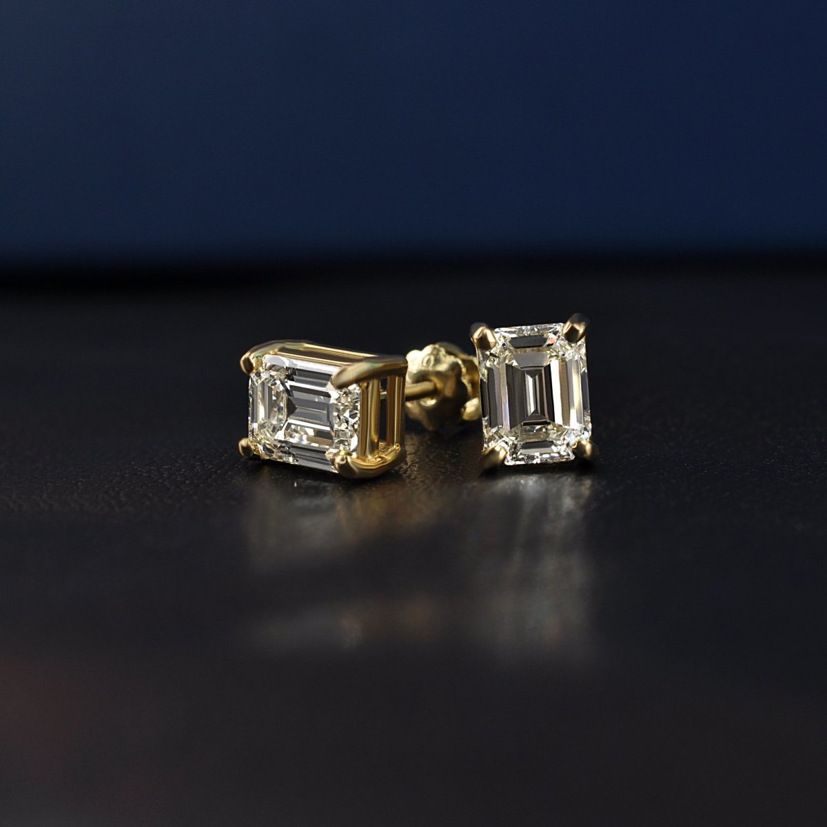 0.50-3.00 CT Emerald Cut Diamonds - Stud Earrings - Primestyle.com