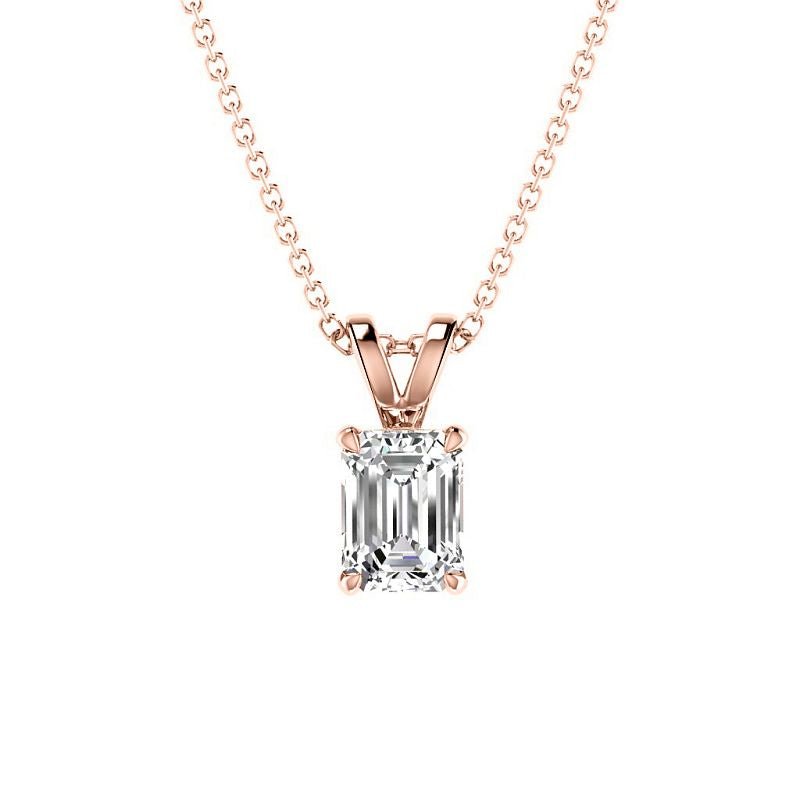 0.50-3.00 CT Emerald Cut Lab Grown Diamonds - Solitaire Pendant - Primestyle.com