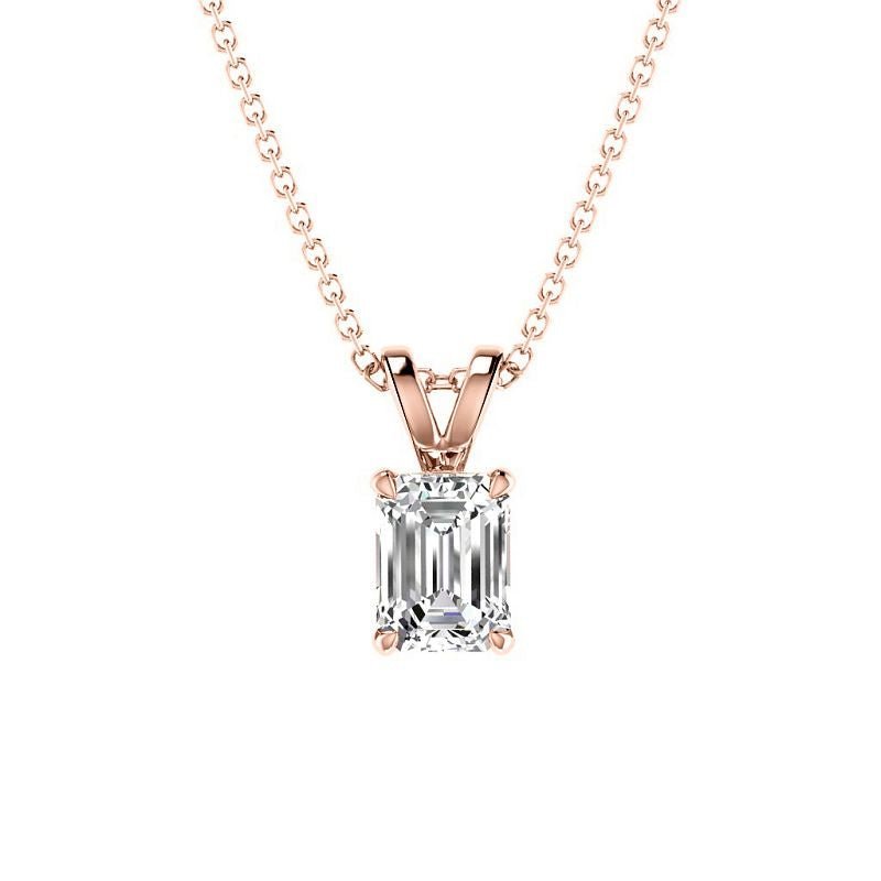 0.50-6.00 CT Emerald Cut Diamonds - Solitaire Pendant