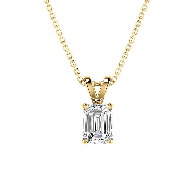 0.50-3.00 CT Emerald Cut Lab Grown Diamonds - Solitaire Pendant - Primestyle.com