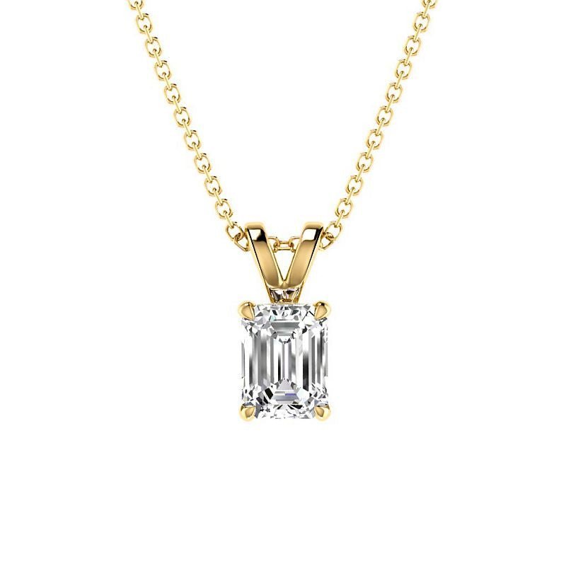 0.50 - 3.00 CT Emerald Cut Lab Grown Diamonds - Solitaire Pendant - Primestyle.com