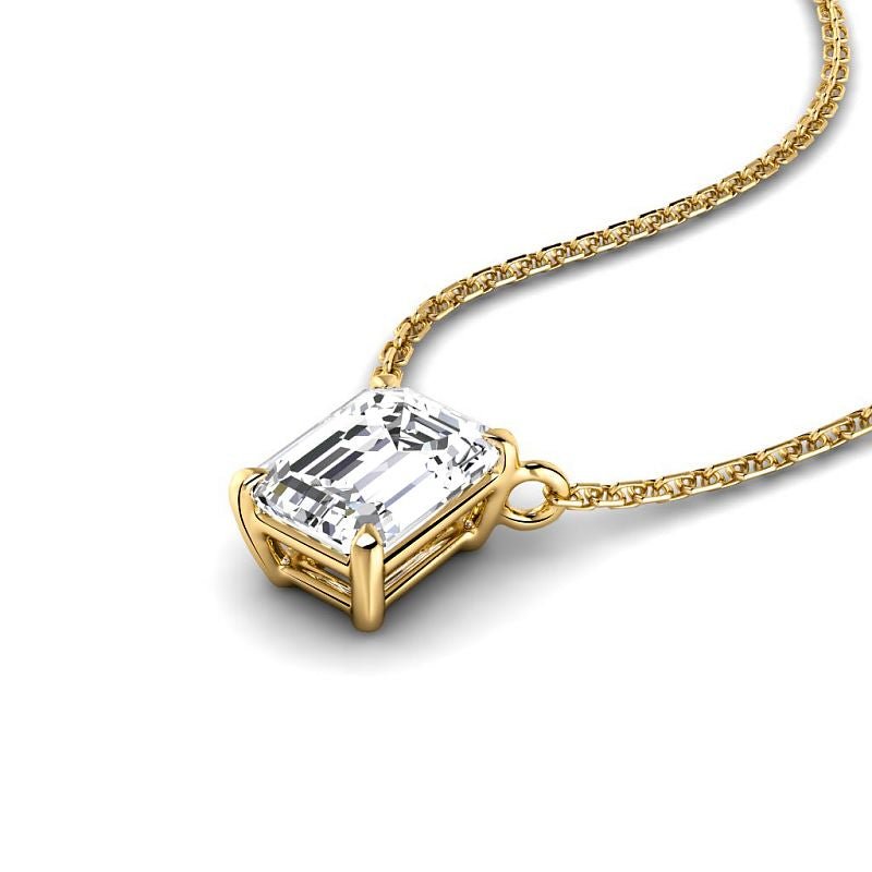 0.50-3.00 CT Emerald Cut Lab Grown Diamonds - Solitaire Pendant - Primestyle.com