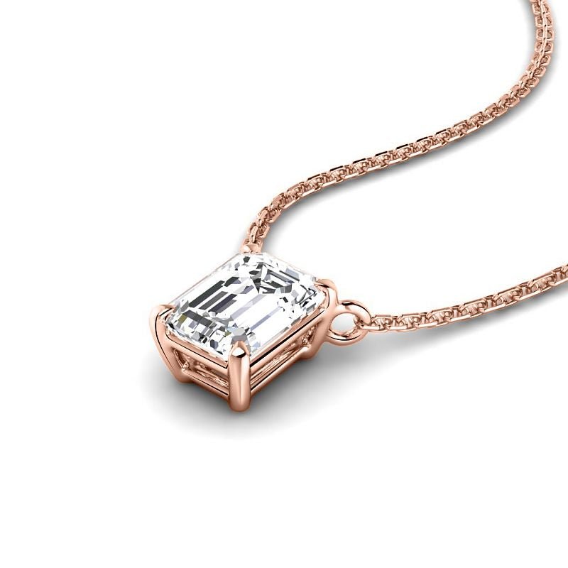 0.50-3.00 CT Emerald Cut Lab Grown Diamonds - Solitaire Pendant - Primestyle.com