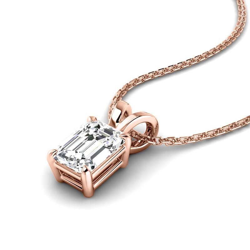 0.50 - 3.00 CT Emerald Cut Lab Grown Diamonds - Solitaire Pendant - Primestyle.com
