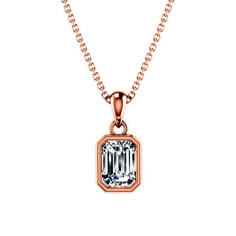 0.50-3.00 CT Emerald Cut Lab Grown Diamonds - Solitaire Pendant - Primestyle.com
