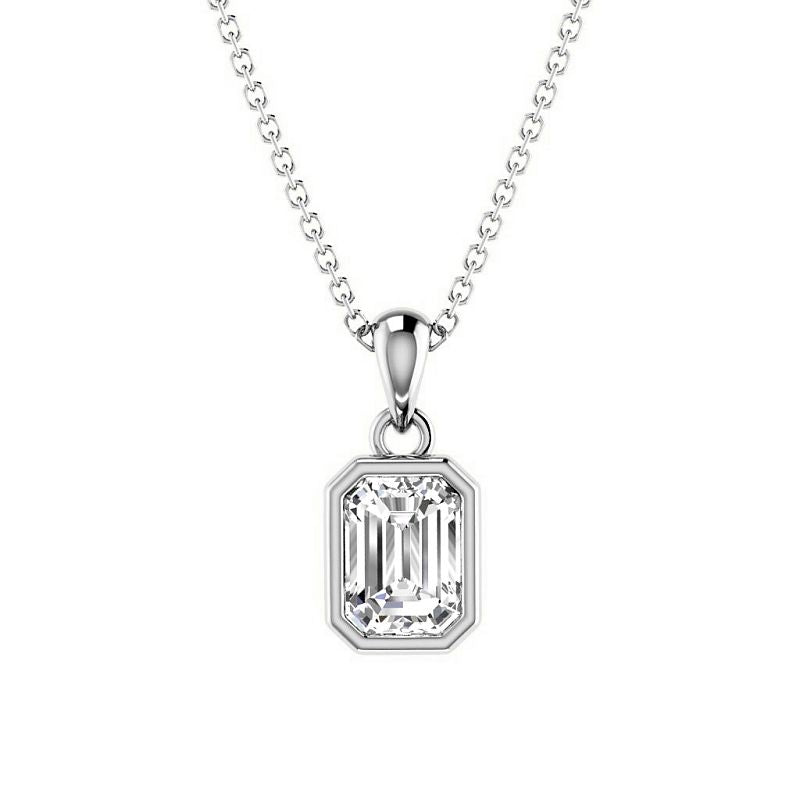 0.50-3.00 CT Emerald Cut Lab Grown Diamonds - Solitaire Pendant - Primestyle.com