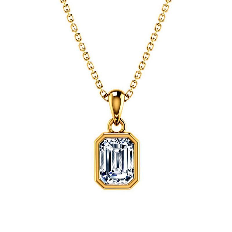 0.50-3.00 CT Emerald Cut Lab Grown Diamonds - Solitaire Pendant - Primestyle.com
