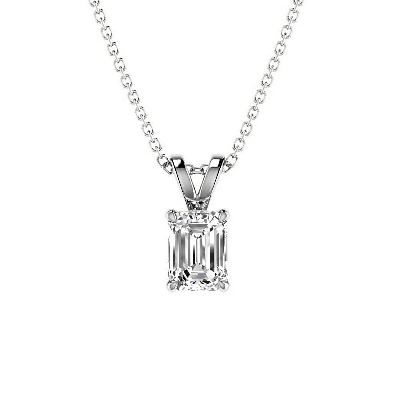 0.50-3.00 CT Emerald Cut Lab Grown Diamonds - Solitaire Pendant - Primestyle.com