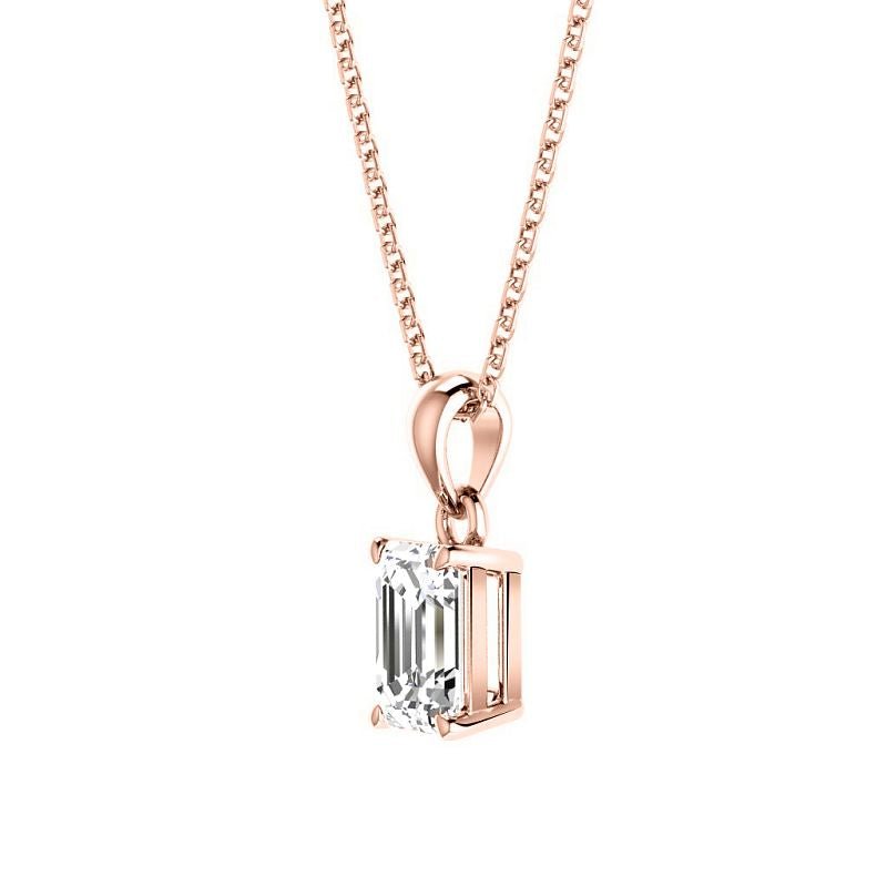 0.50-3.00 CT Emerald Cut Lab Grown Diamonds - Solitaire Pendant - Primestyle.com