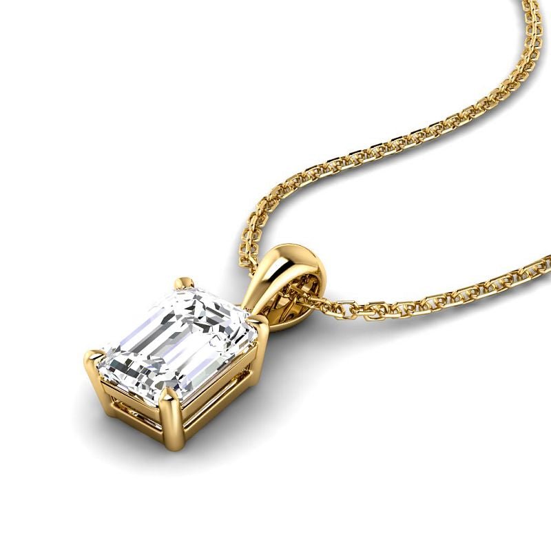 0.50-3.00 CT Emerald Cut Lab Grown Diamonds - Solitaire Pendant - Primestyle.com