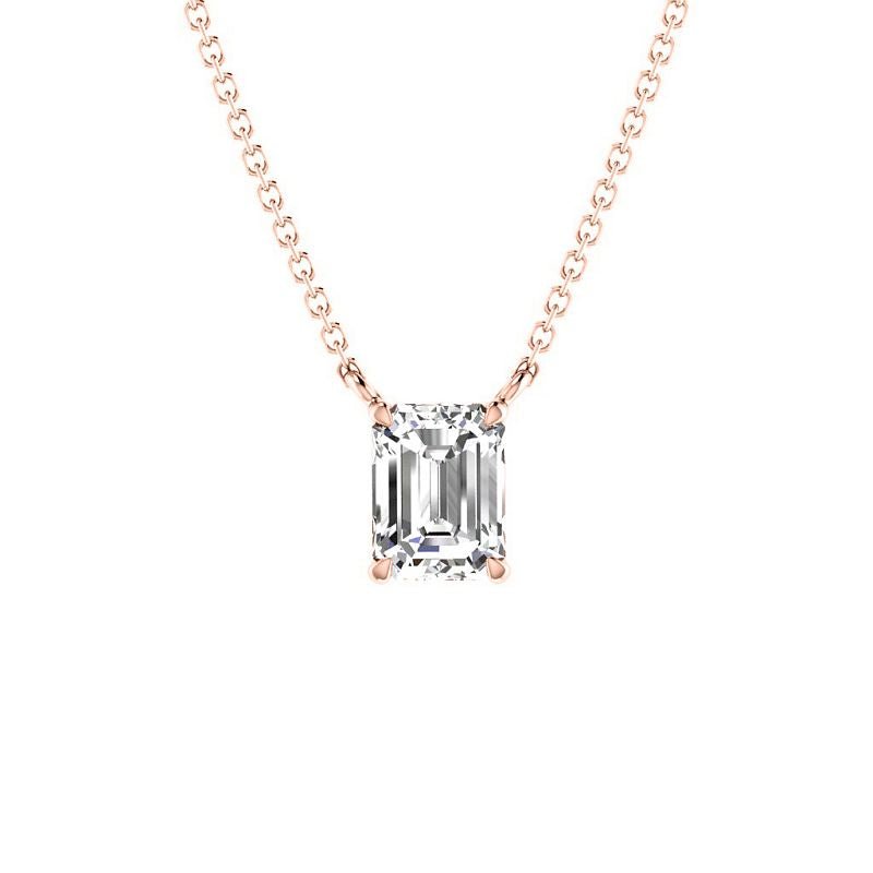 0.50-3.00 CT Emerald Cut Lab Grown Diamonds - Solitaire Pendant - Primestyle.com