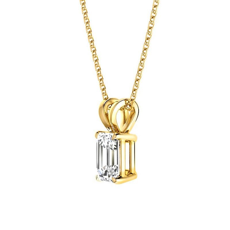 0.50-3.00 CT Emerald Cut Lab Grown Diamonds - Solitaire Pendant - Primestyle.com