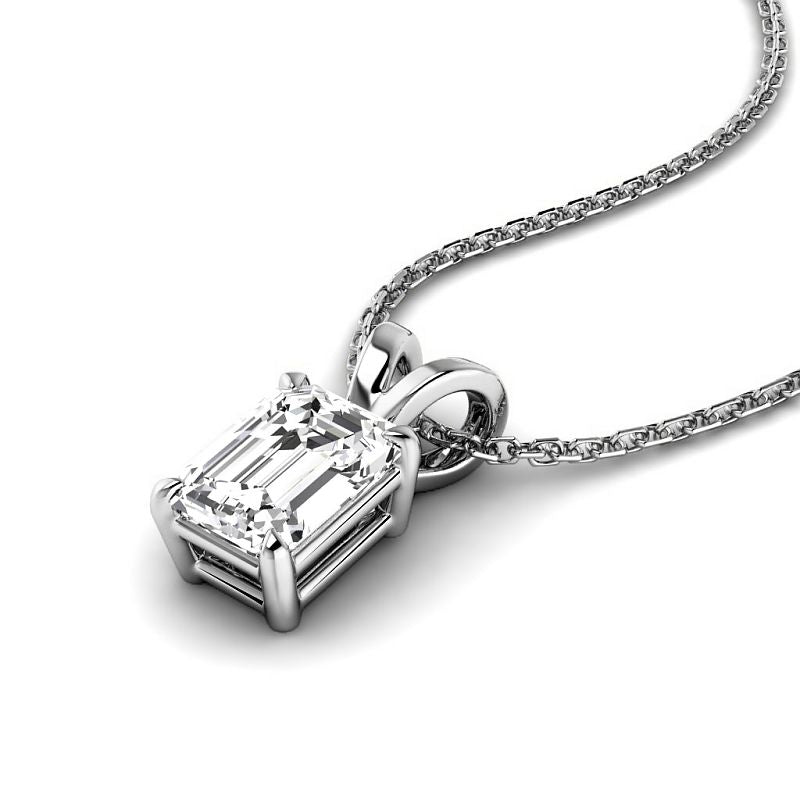 0.50-3.00 CT Emerald Cut Lab Grown Diamonds - Solitaire Pendant - Primestyle.com