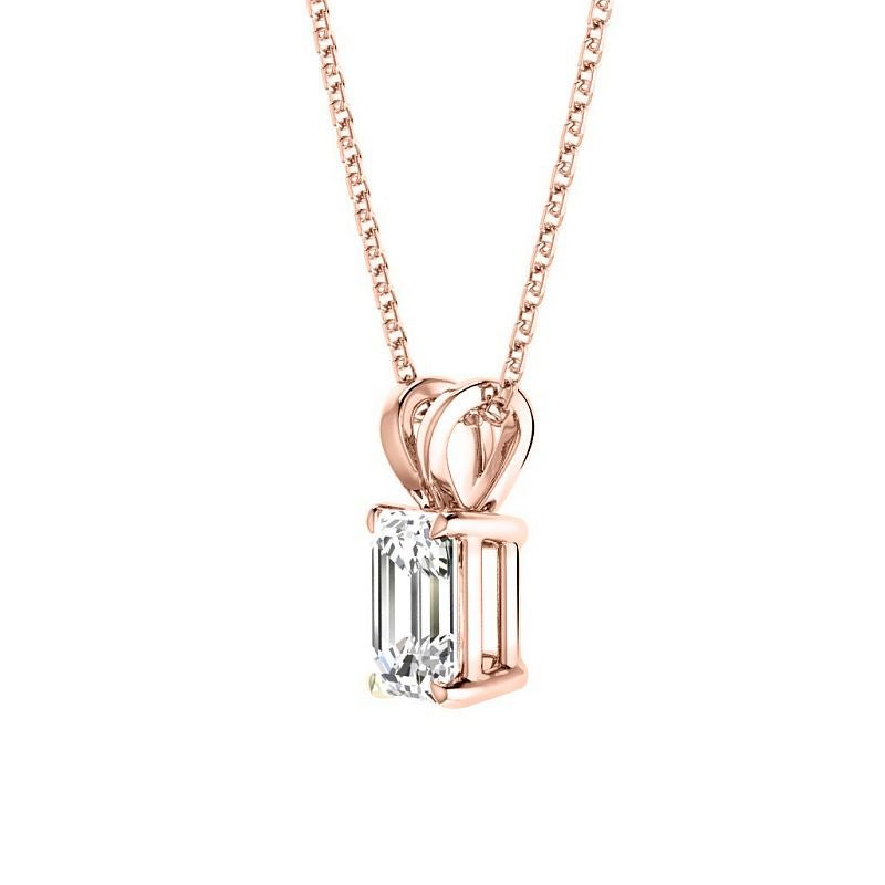 0.50-3.00 CT Emerald Cut Lab Grown Diamonds - Solitaire Pendant - Primestyle.com