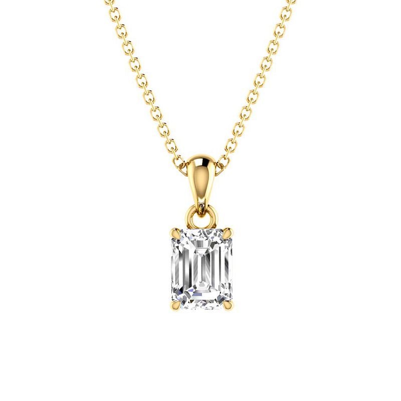 0.50-3.00 CT Emerald Cut Lab Grown Diamonds - Solitaire Pendant - Primestyle.com