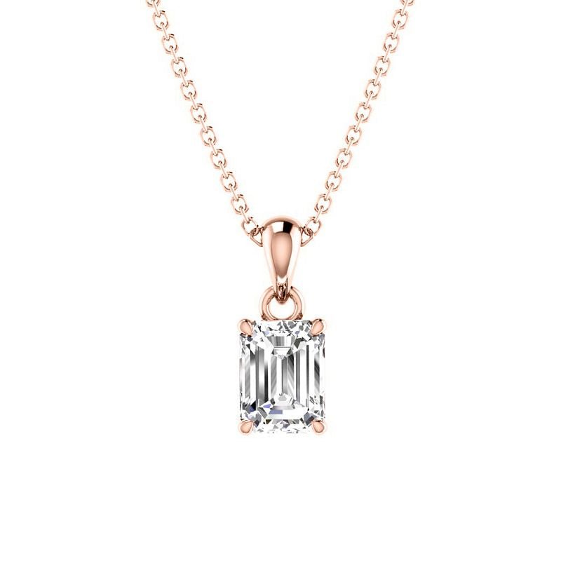0.50-3.00 CT Emerald Cut Lab Grown Diamonds - Solitaire Pendant - Primestyle.com