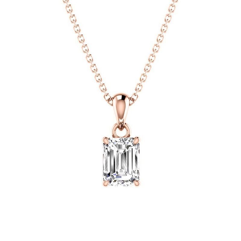 0.50 - 3.00 CT Emerald Cut Lab Grown Diamonds - Solitaire Pendant - Primestyle.com