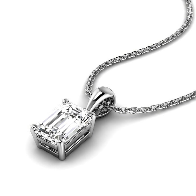 0.50-3.00 CT Emerald Cut Lab Grown Diamonds - Solitaire Pendant - Primestyle.com