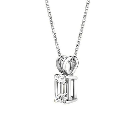 0.50-3.00 CT Emerald Cut Lab Grown Diamonds - Solitaire Pendant - Primestyle.com