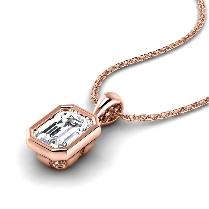 0.50-3.00 CT Emerald Cut Lab Grown Diamonds - Solitaire Pendant - Primestyle.com