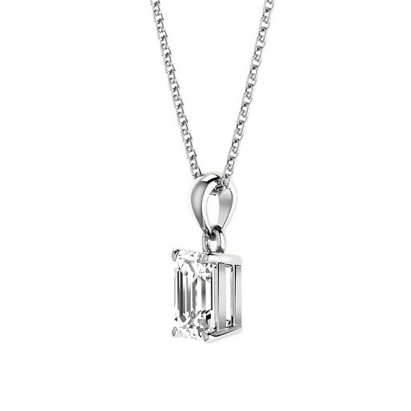 0.50-3.00 CT Emerald Cut Lab Grown Diamonds - Solitaire Pendant - Primestyle.com