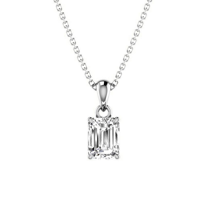 0.50-3.00 CT Emerald Cut Lab Grown Diamonds - Solitaire Pendant - Primestyle.com