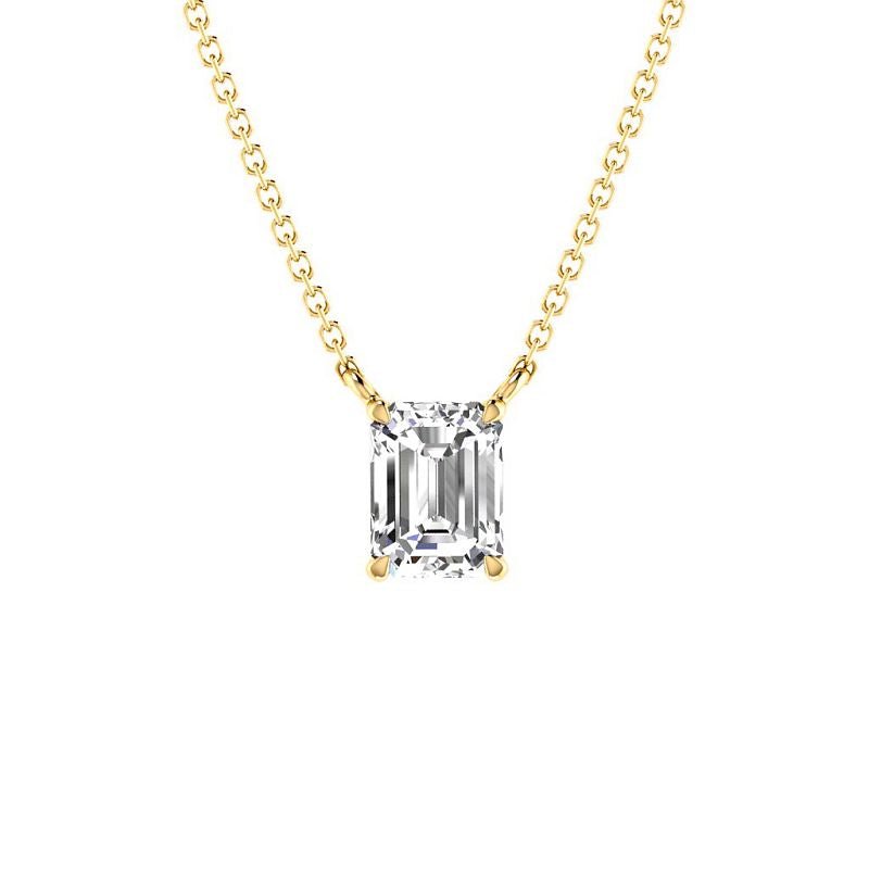 0.50-3.00 CT Emerald Cut Lab Grown Diamonds - Solitaire Pendant - Primestyle.com