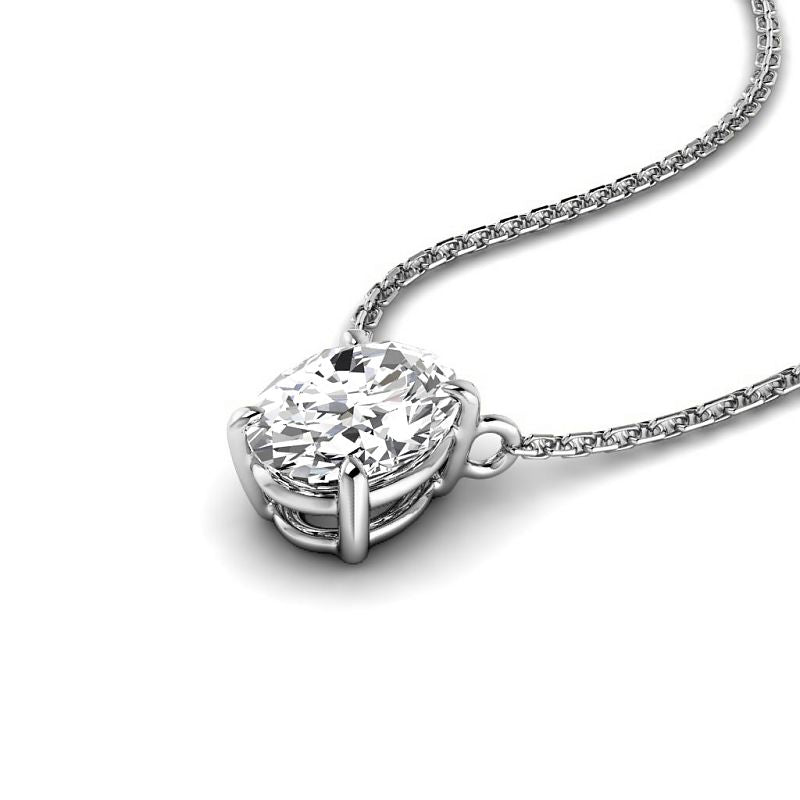 0.50-3.00 CT Oval Cut Lab Grown Diamonds - Solitaire Pendant - Primestyle.com