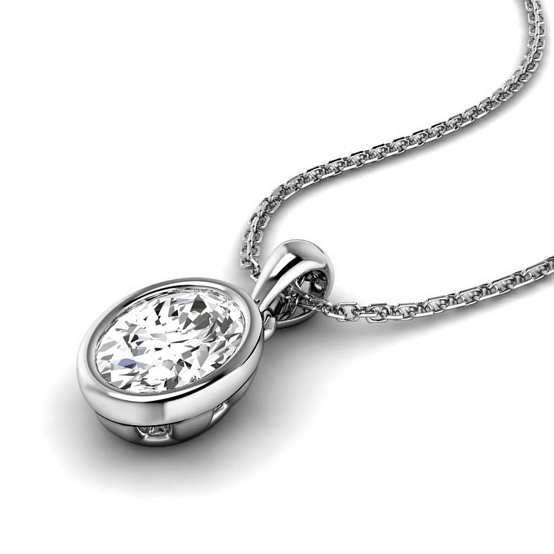 0.50-3.00 CT Oval Cut Lab Grown Diamonds - Solitaire Pendant - Primestyle.com