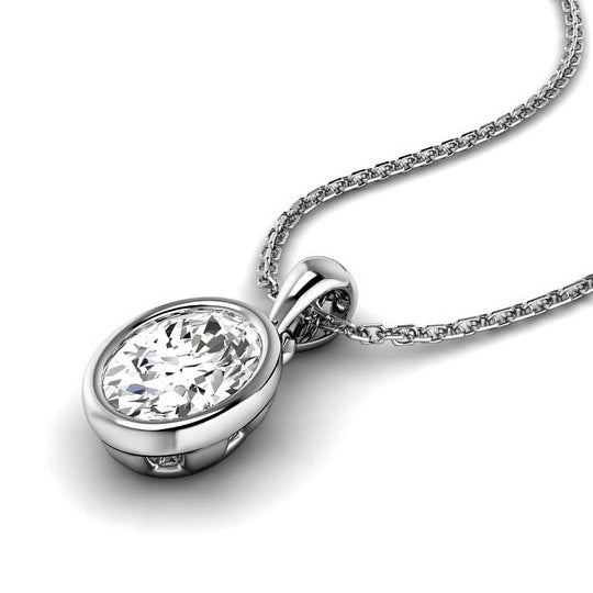 0.50-3.00 CT Oval Cut Lab Grown Diamonds - Solitaire Pendant
