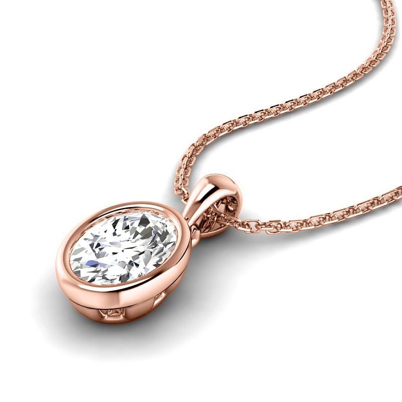0.50-3.00 CT Oval Cut Lab Grown Diamonds - Solitaire Pendant - Primestyle.com