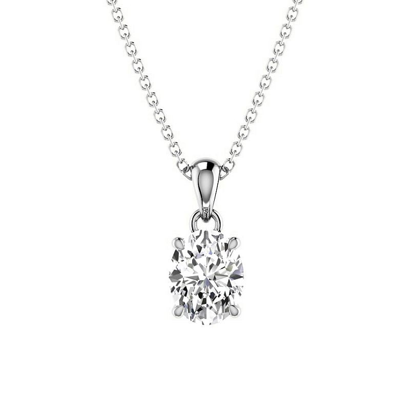 0.50-3.00 CT Oval Cut Lab Grown Diamonds - Solitaire Pendant - Primestyle.com