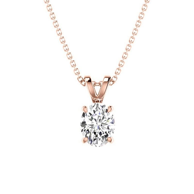 0.50-3.00 CT Oval Cut Lab Grown Diamonds - Solitaire Pendant - Primestyle.com